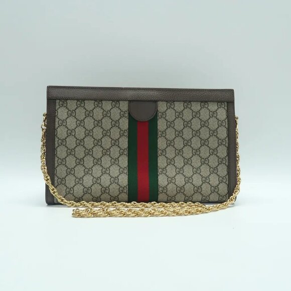GUCCI Ophidia Chain Brown Canvas Shoulder Bag 1126-040125 - Picture 2 of 12
